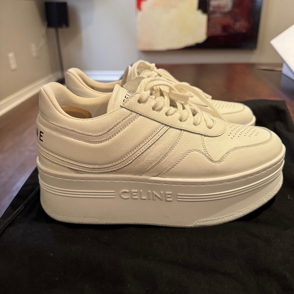 Celine Leather Block Platform Sneakers - Picture 1 of 4
